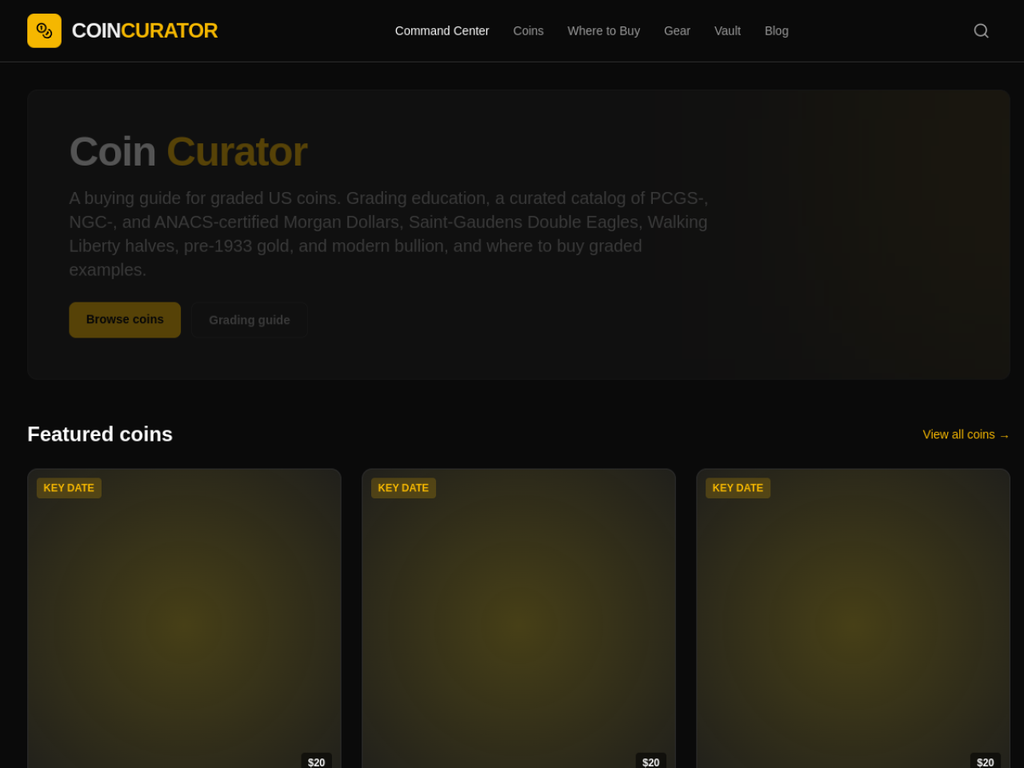 Coin Curator site preview