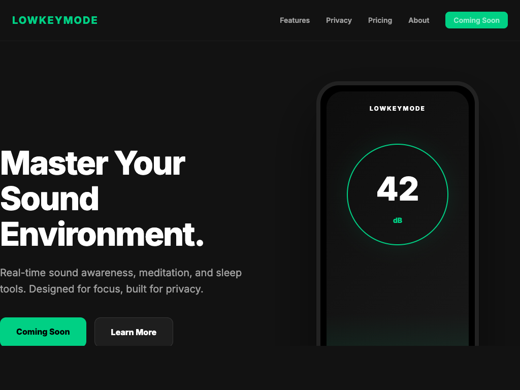 LowKey Mode site preview