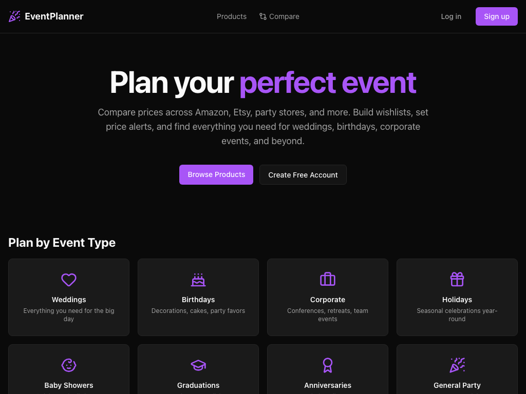 EventPlanner site preview