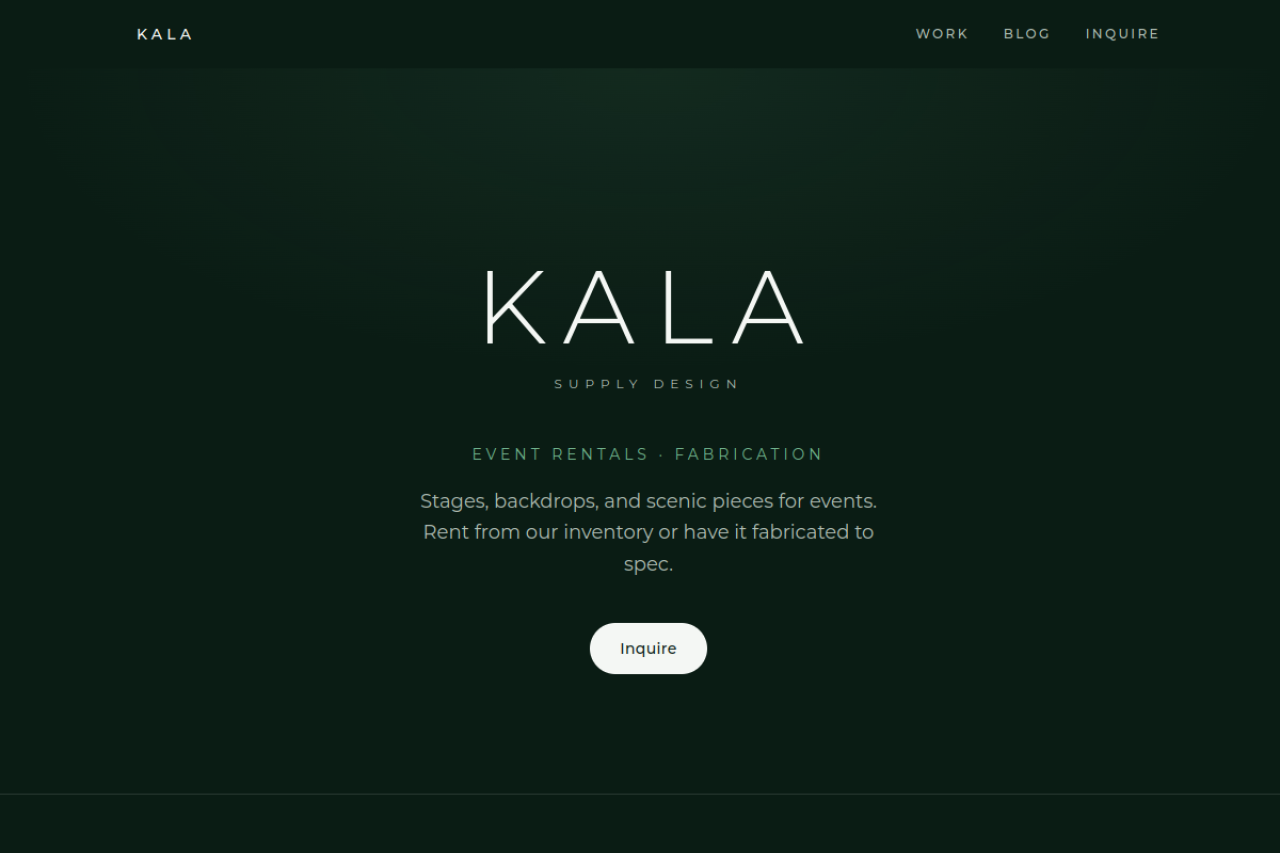 Kala Event Supply, event rentals and custom fabrication site