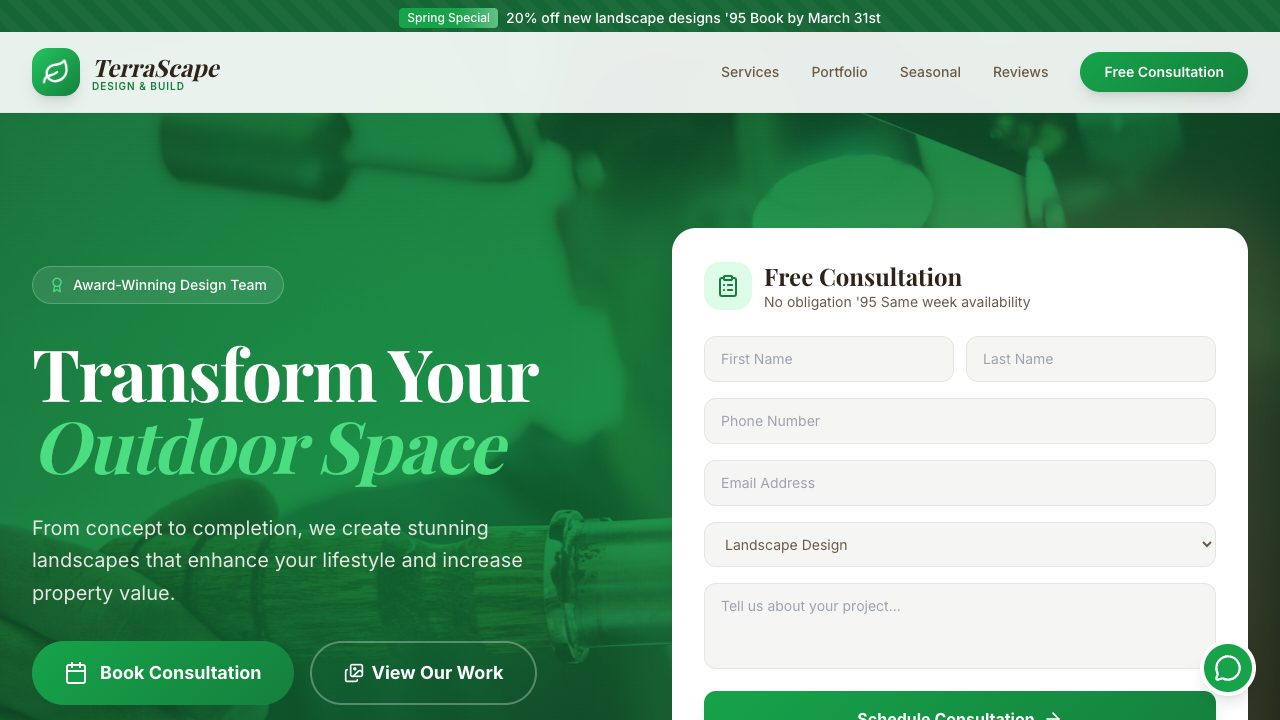 TerraScape Landscaping demo site preview