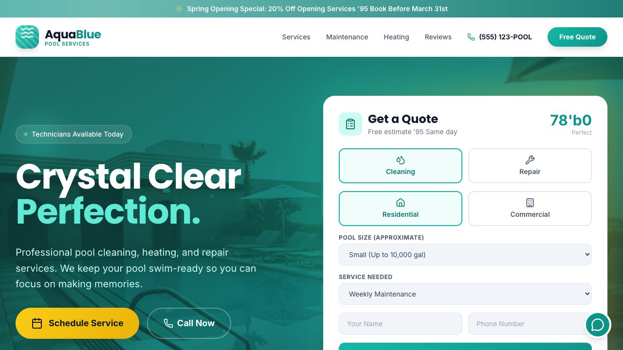 Pool Services demo site preview